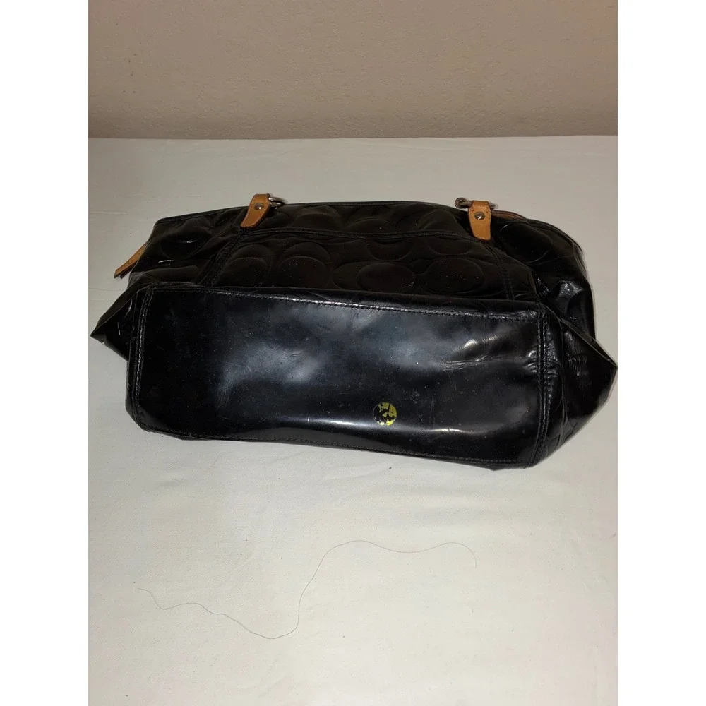 Coach Embossed Patent Leather  Signature C Tote Bag Black F14663 READ